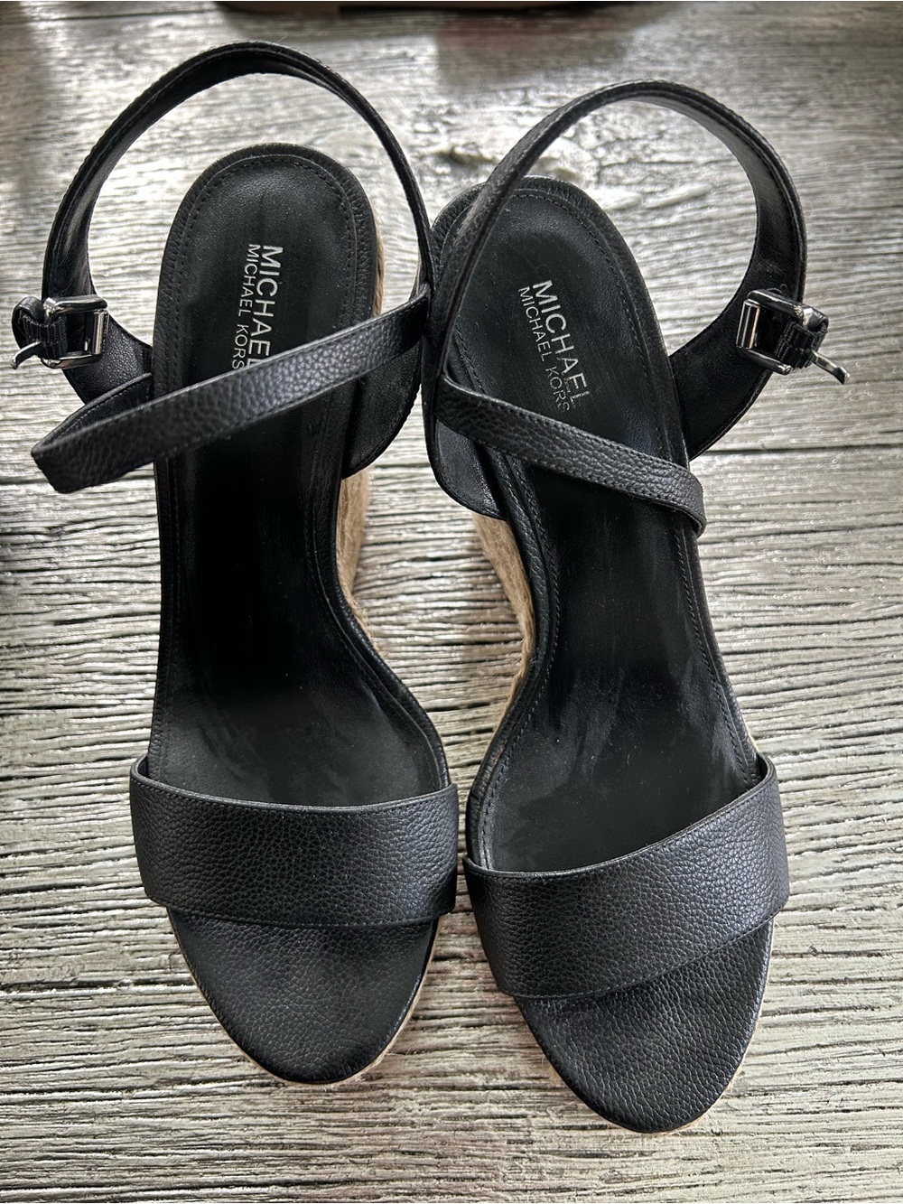 Michael Kors Black Leather Espadrille Espadrille Sandals